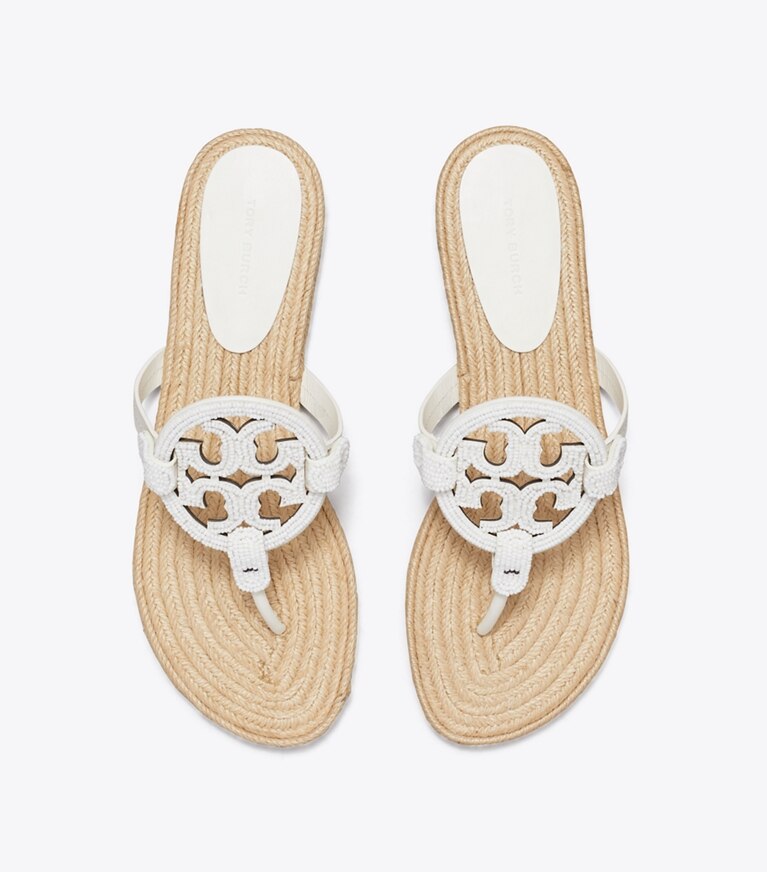Tory Burch designer sandales Espadrille perlée Miller dans CREAM vue du dessus