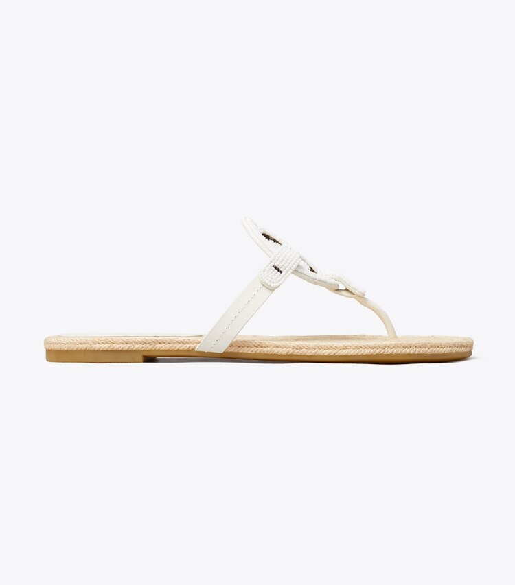 Tory Burch designer sandales Espadrille perlée Miller dans CREAM de côté