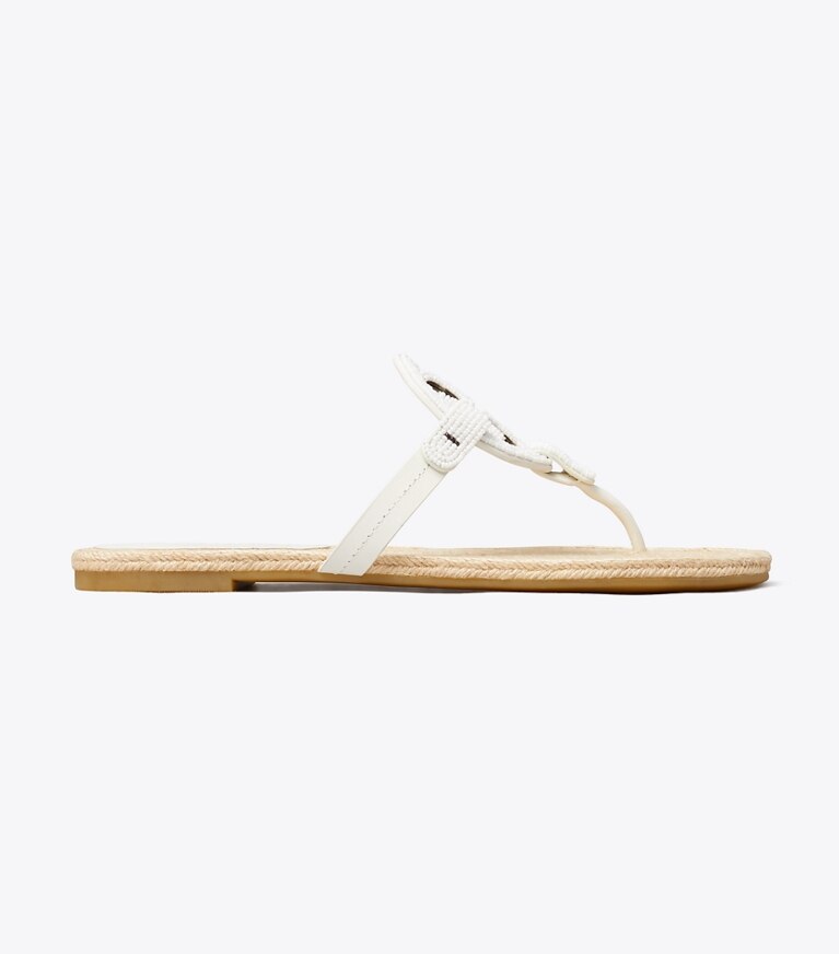Tory Burch designer sandales Espadrille perlée Miller dans CREAM de côté