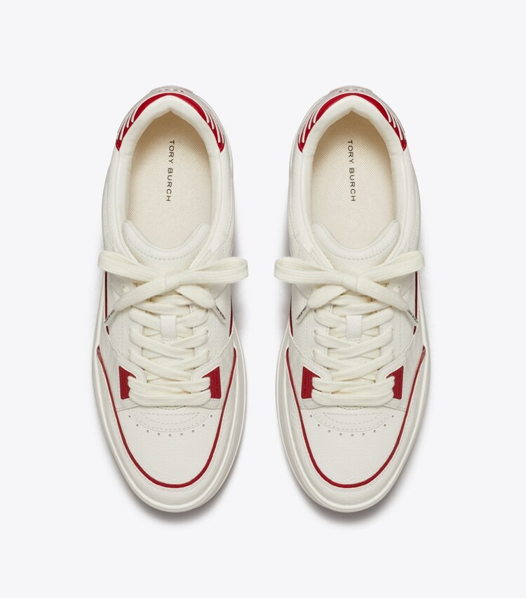 Tory Burch designer baskets Espadrille Stage dans BLANC / BLANC / TORY RED vue du dessus