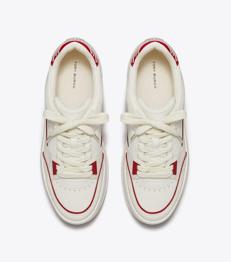Tory Burch designer baskets Espadrille Stage dans BLANC / BLANC / TORY RED vue du dessus