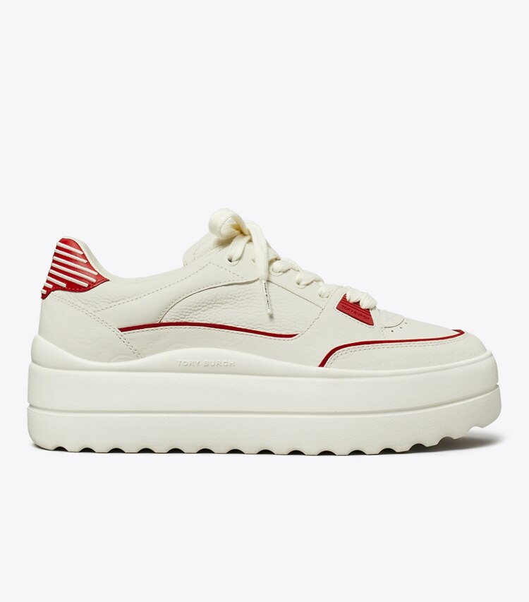 Tory Burch designer baskets Espadrille Stage dans BLANC / BLANC / TORY RED de côté