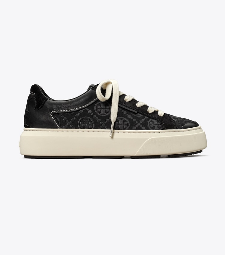 Tory Burch designer baskets Espadrille T Monogram Coccinelle dans INVERTED BLACK / PERFECT BLACK de côté