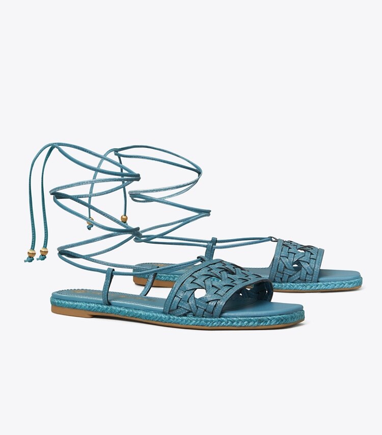 Tory Burch designer espadrilles Espadrille tressée dans BRISK BLUE angle