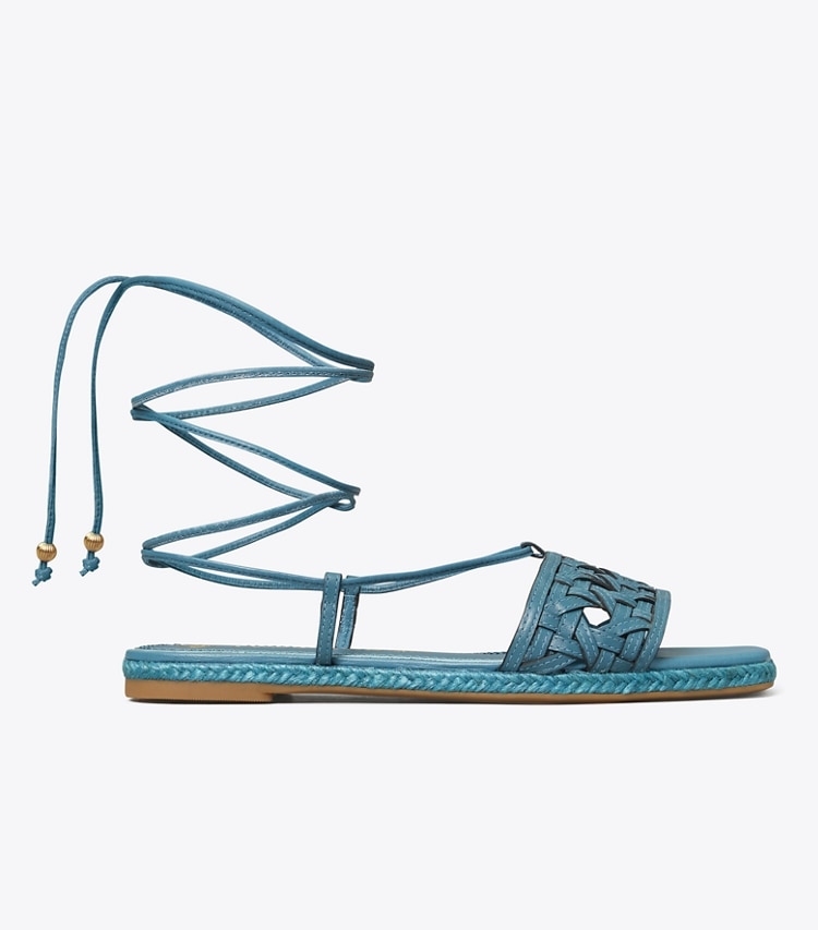 Tory Burch designer espadrilles Espadrille tressée dans BRISK BLUE de côté