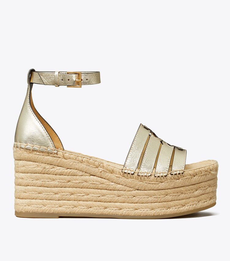 Tory Burch designer espadrilles Espadrilles à plateforme Ines dans SPARK GOLD de côté