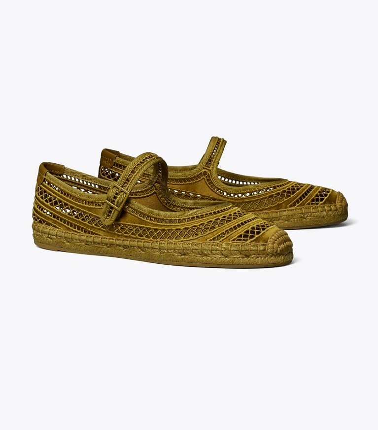 Tory Burch designer espadrilles Espadrilles babies ajourées in OLIVE TWIG angle