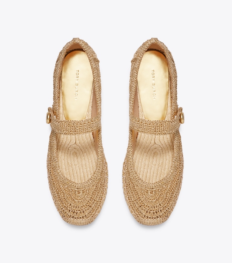 Tory Burch designer espadrilles Espadrilles de style Charles IX Romy dans GOLD vue du dessus