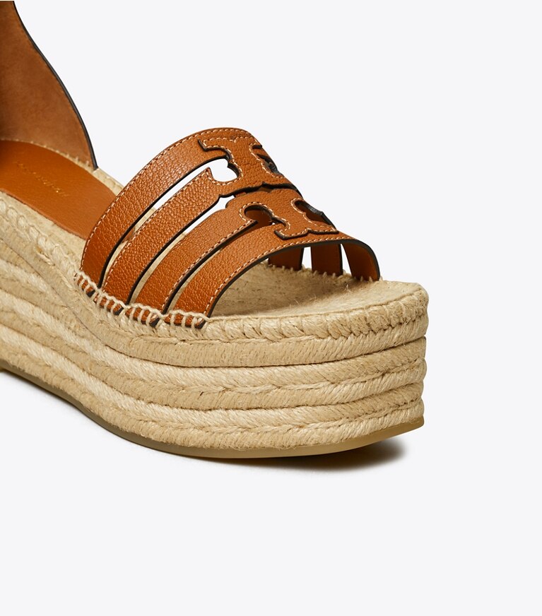 Tory Burch designer espadrilles Espadrilles Ines à talon compensé et brides in BOURBON angle