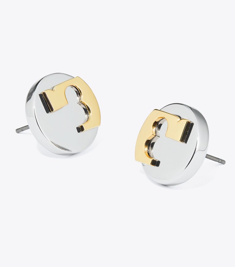 Tory Burch designer orecchini Essential Stud Earring in Tory Gold / Tory Silver front