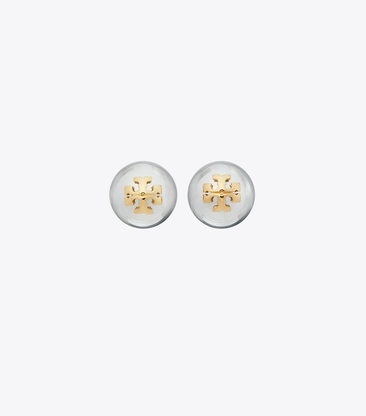 Tory Burch designer earrings Essential Stud in Tory Silver / Tory Gold front