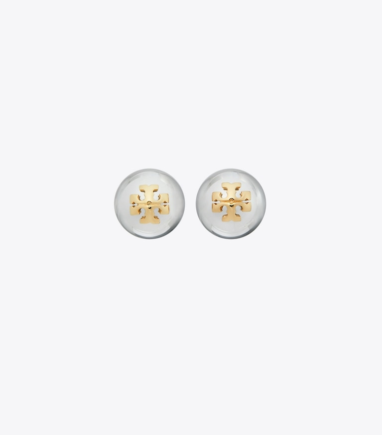 Tory Burch designer earrings Essential Stud in Tory Silver / Tory Gold front