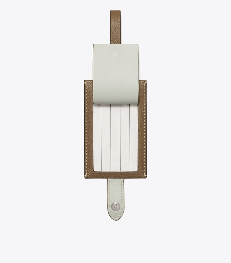 Tory Burch diseñador accesorios de viaje Etiqueta para equipaje en Wild Mushroom vista superior