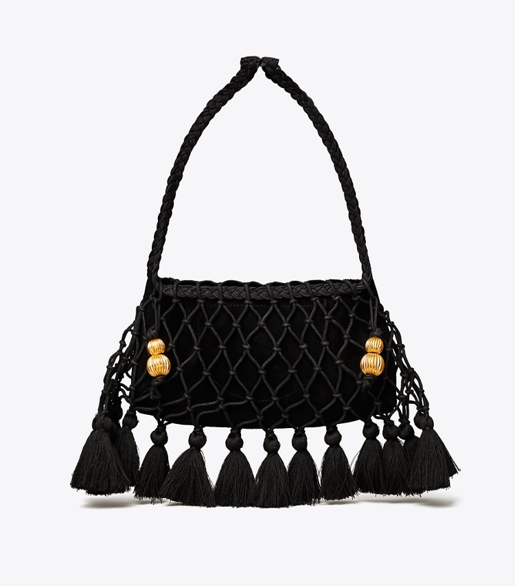 Tory Burch designer crossbody bags Evening Tassel Bag in Black front