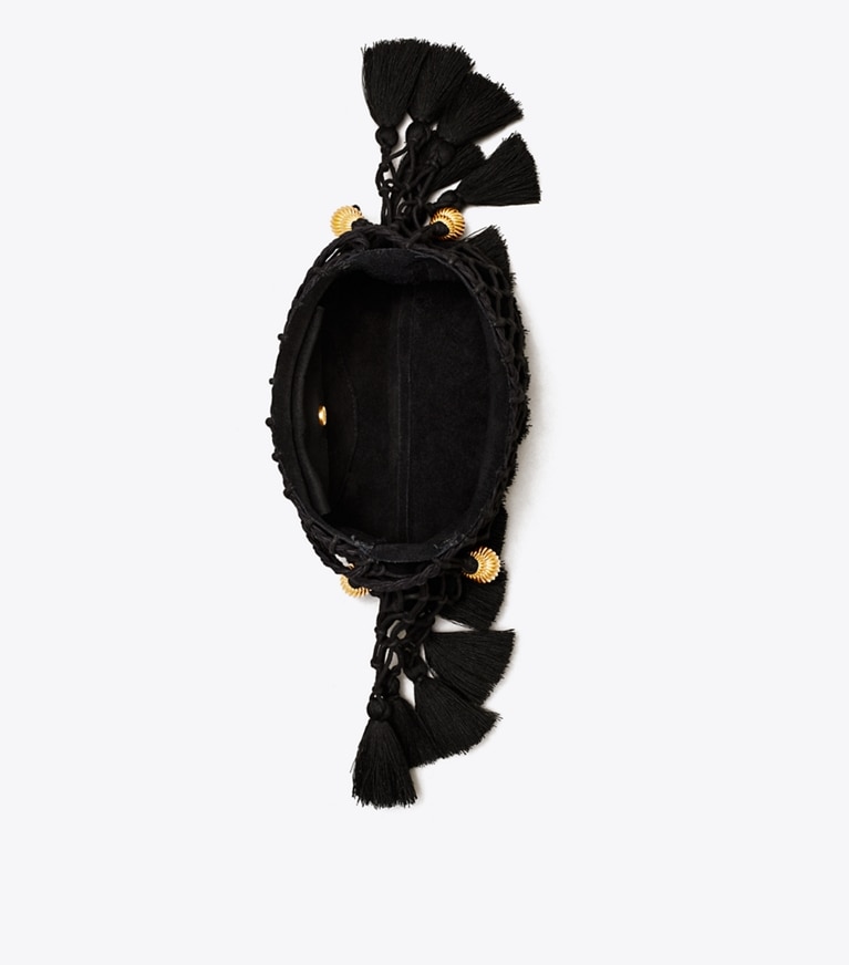 Tory Burch designer crossbody bags Evening Tassel Bag in Black angle