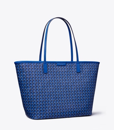 Tory Burch designer tote bags Ever-Ready Tote Bag mit Reißverschluss in Mediterranean Blue angle