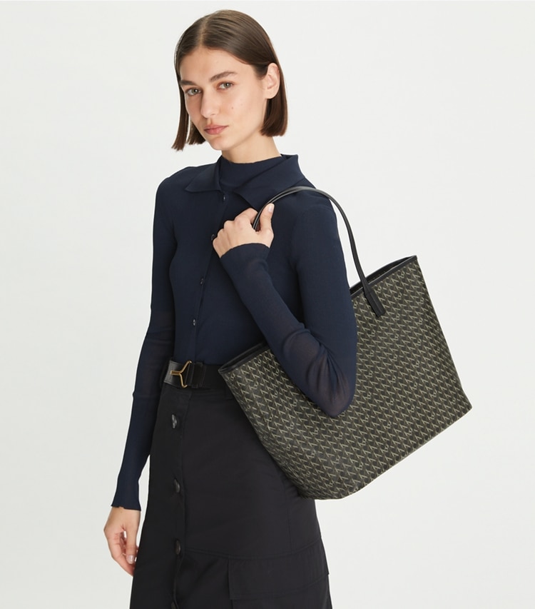 Tory Burch designer tote bags Ever-Ready Zip Tote in Black accessory on model