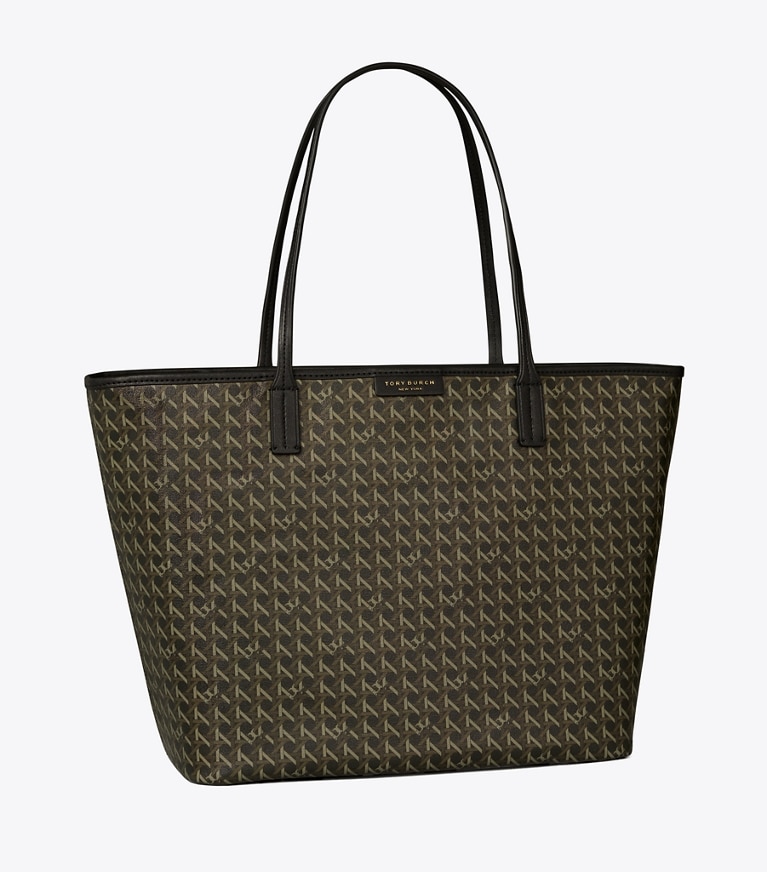 Tory burch black leather tote bag sale