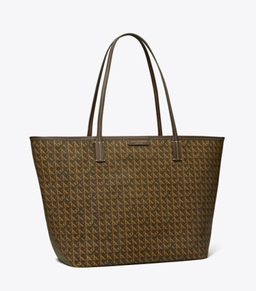 Tory Burch designer tote bags Ever-Ready Zip Tote in Walnut angle