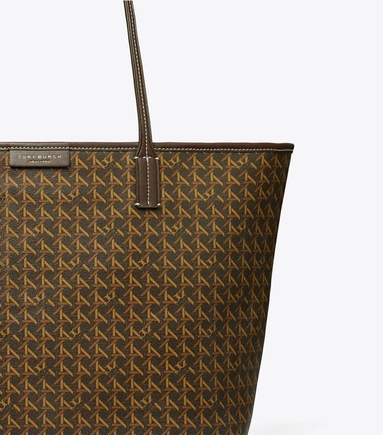 Tory Burch designer tote bags Ever-Ready Zip Tote in Walnut angle