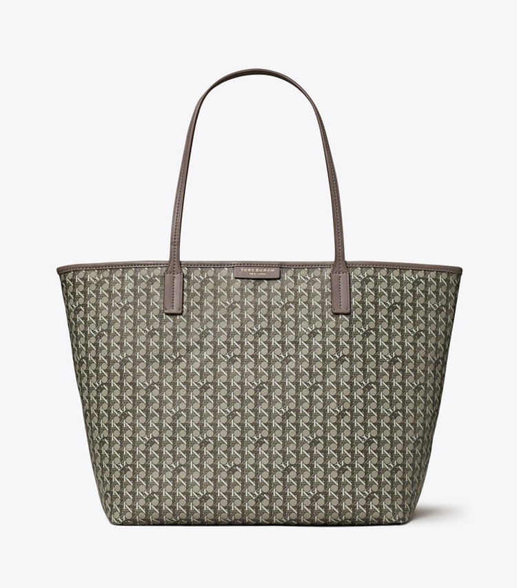 Tory Burch designer tote bags Ever-Ready Zip Tote in Zinc front