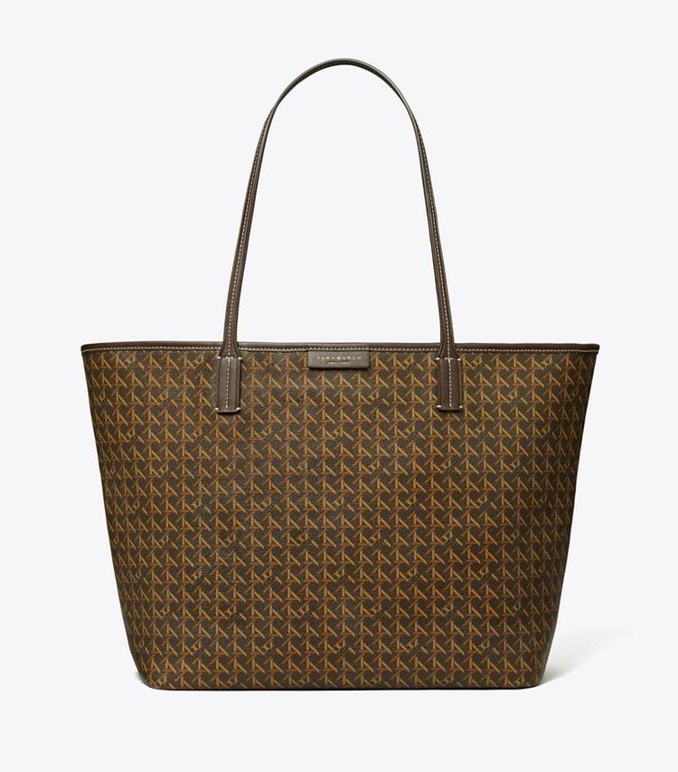Tory Burch designer tote bags Ever-Ready Zip Tote in Walnut front