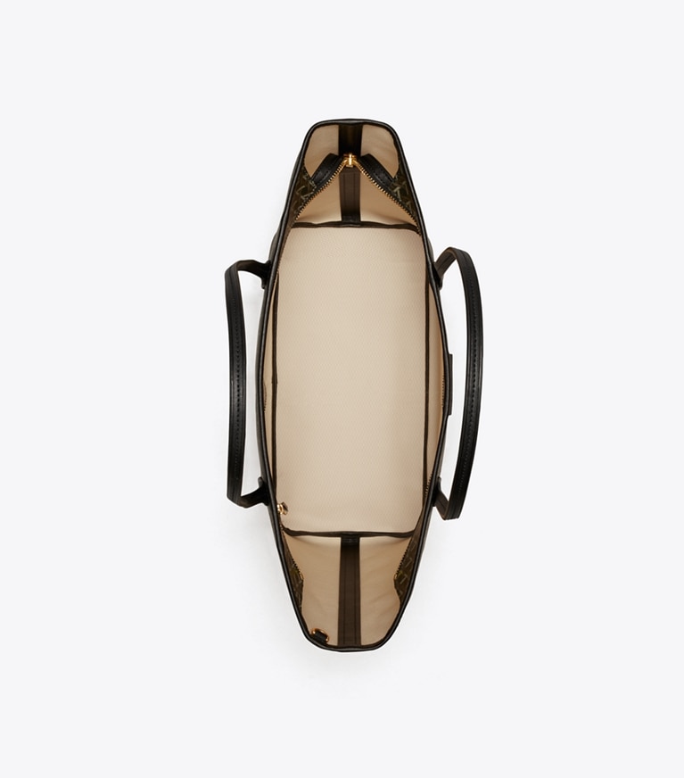 Tory Burch designer tote bags Ever-Ready Zip Tote in Black angle