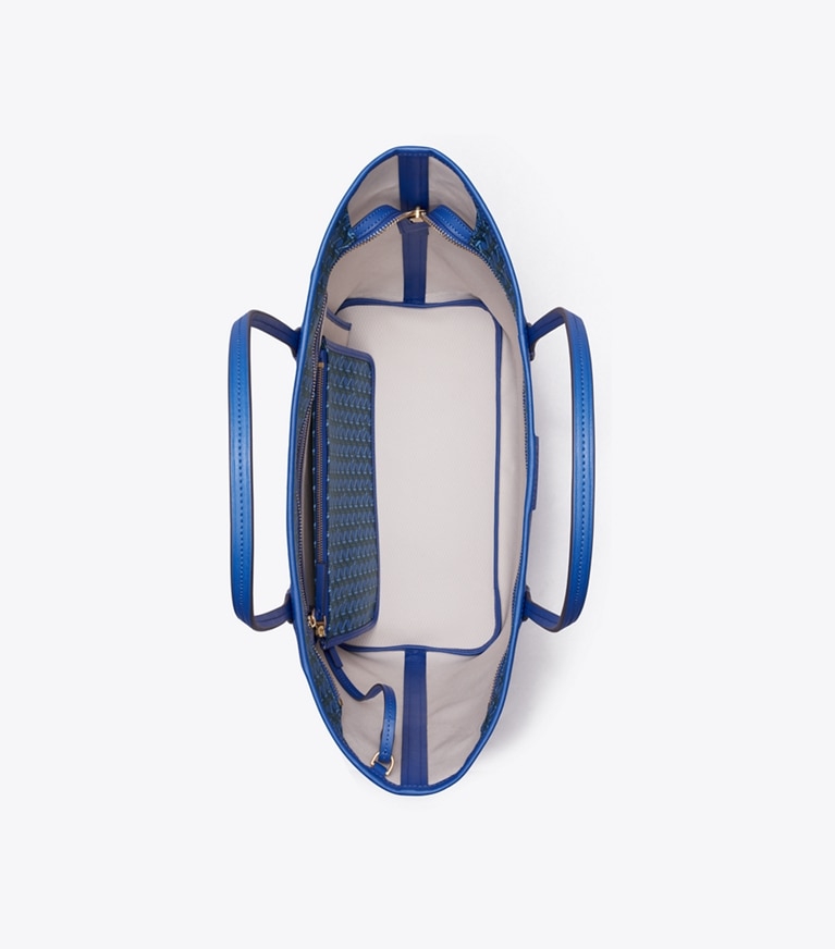 Tory Burch designer tote bags Ever-Ready Zip Tote in Mediterranean Blue angle
