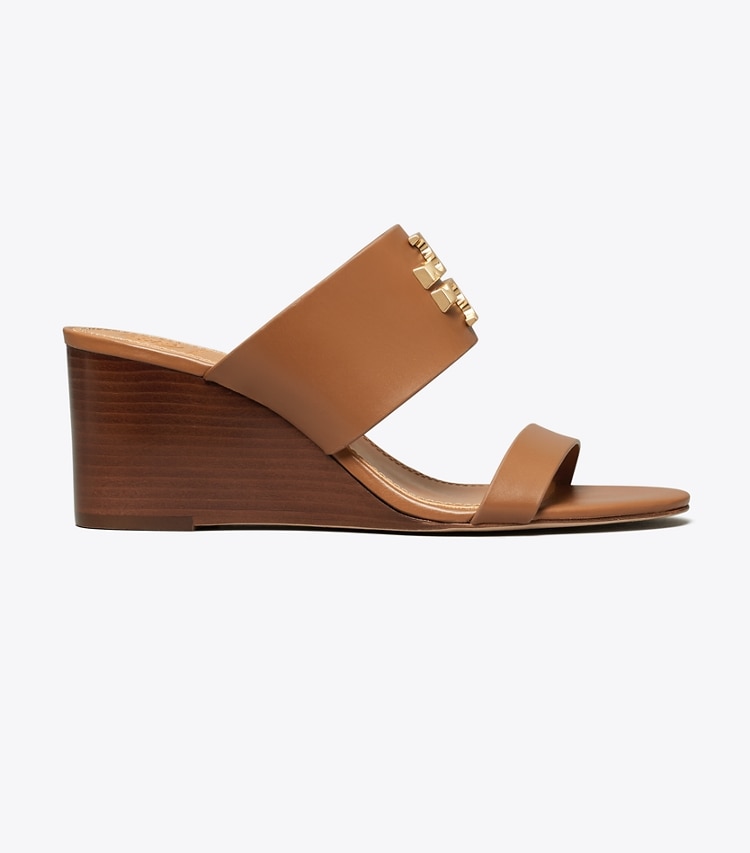 Tory Burch designer sandals Everly 65mm Sandal Wedge Slide in Royal Tan / ROLLED BRASS side