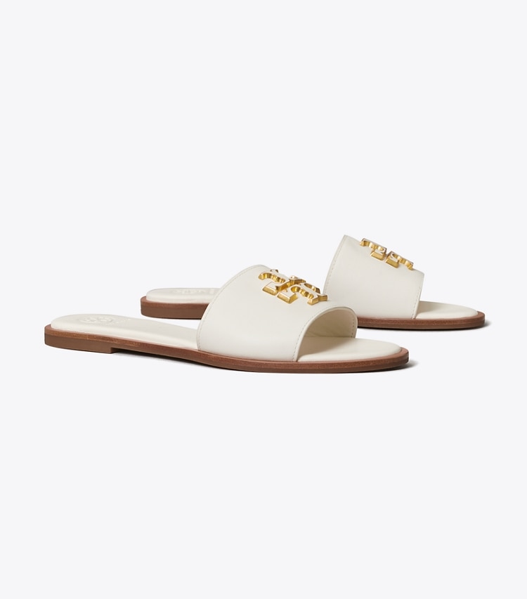 Tory Burch designer sandals Everly Slide in New Ivory / New Ivory angle