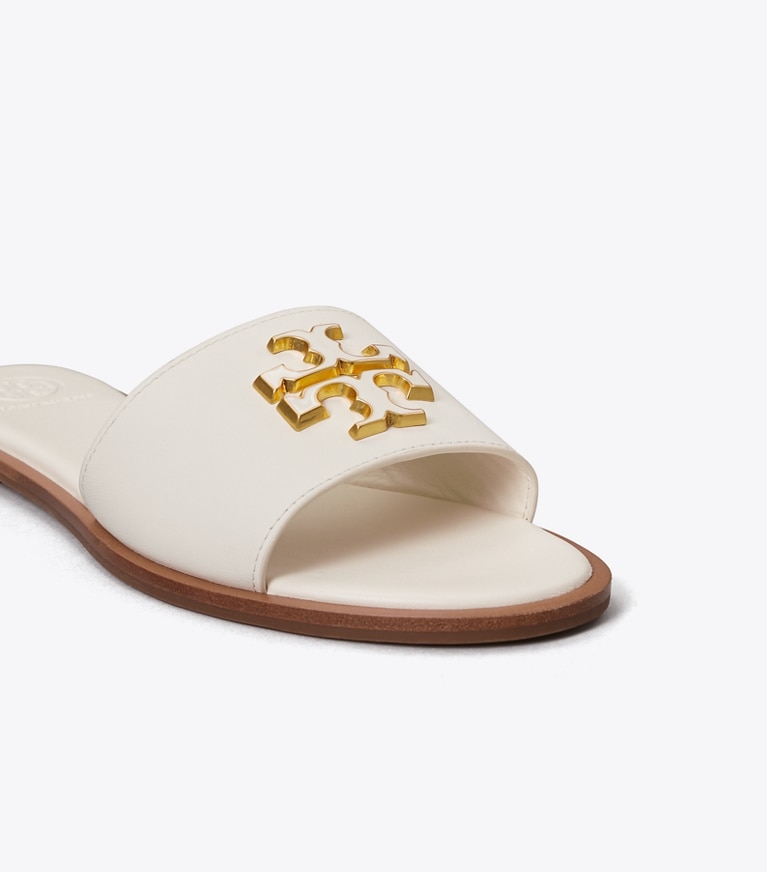 Tory Burch designer sandals Everly Slide in New Ivory / New Ivory angle