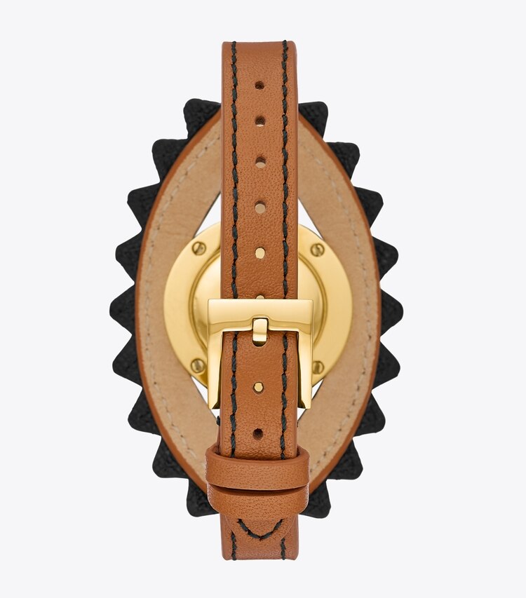 Tory Burch designer strap watches Evil Eye Bangle Watch, Luggage Leather/Green, 27 MM in LUGGAGE/GREEN back
