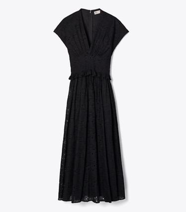 Tory Burch designer ワンピース アイレット コットン ドレス in Black front