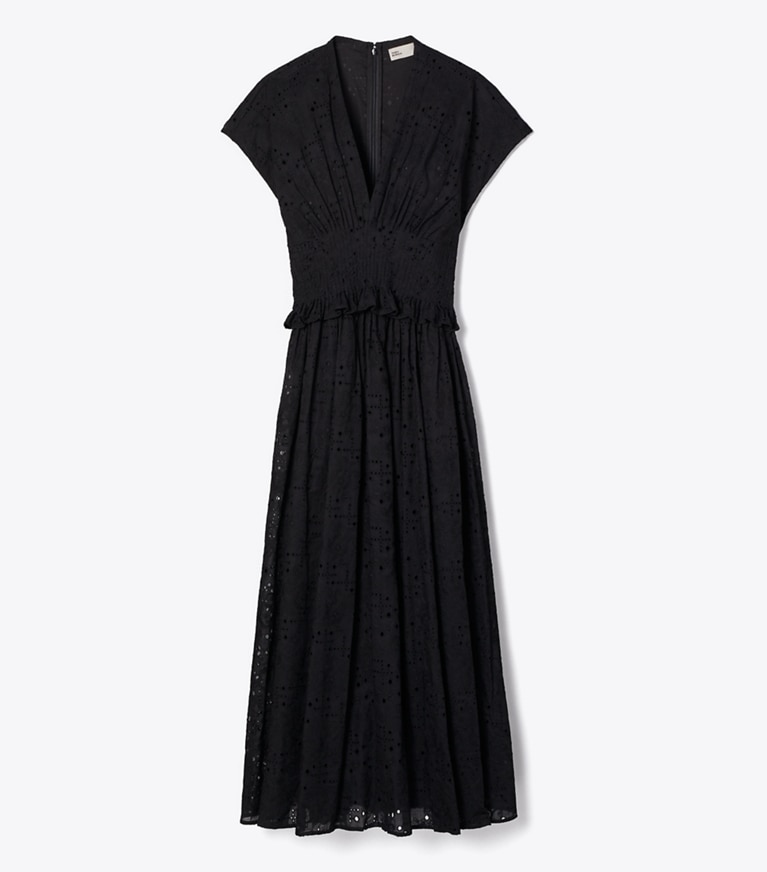 Tory Burch designer dresses Eyelet Cotton Dress in Black front