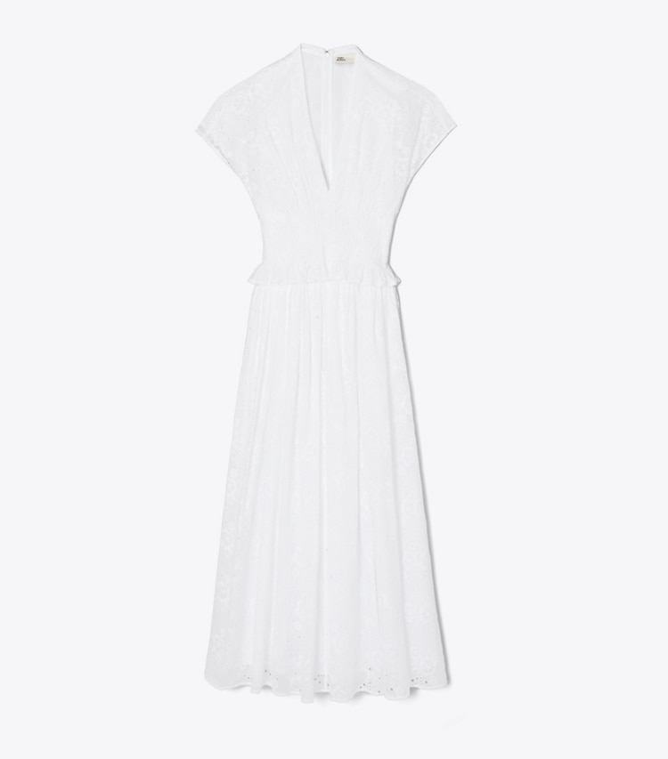 Tory Burch designer dresses Eyelet Cotton Dress in White front