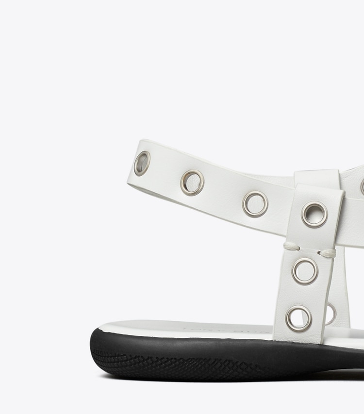Tory Burch designer sandals Eyelet Toe Ring Sandal in CLOUD / SILVER detail