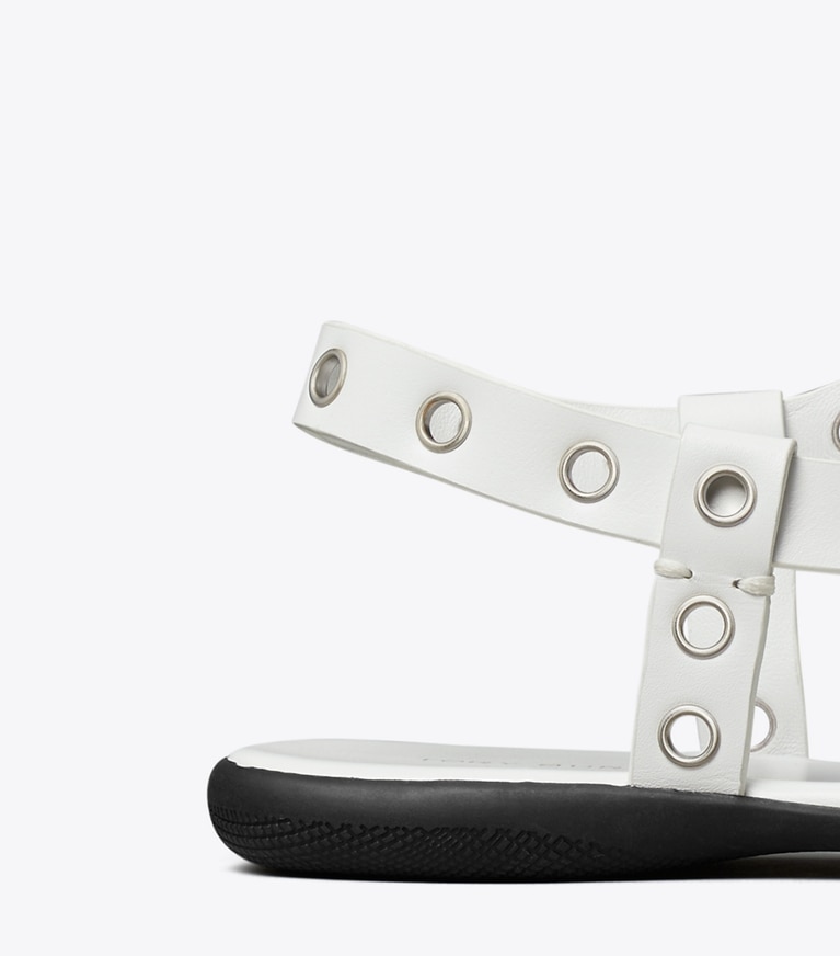 Tory Burch designer sandals Eyelet Toe Ring Sandal in CLOUD / SILVER angle