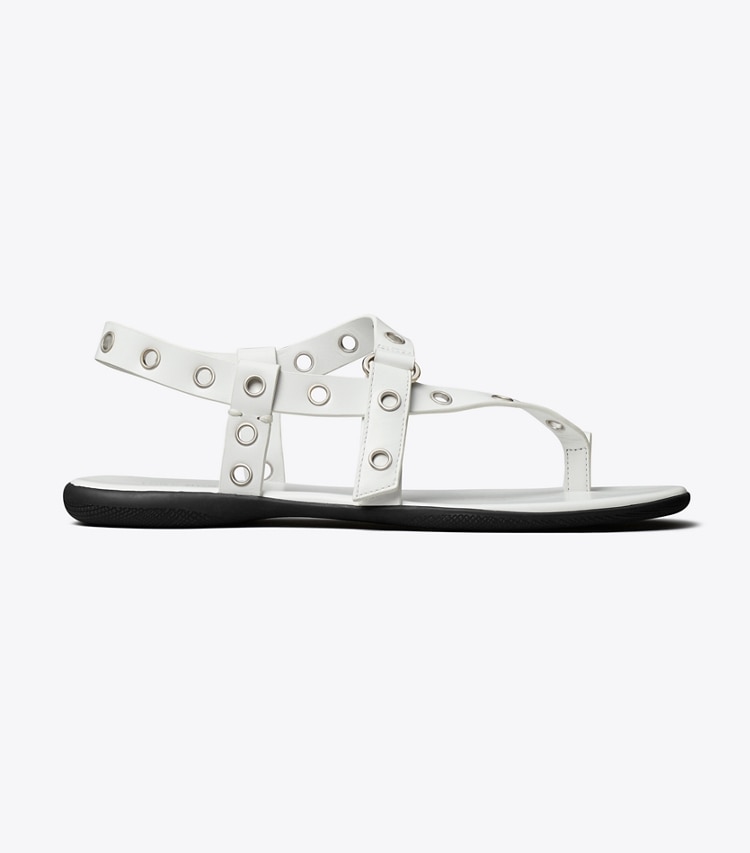 Tory Burch designer sandals Eyelet Toe Ring Sandal in CLOUD / SILVER side