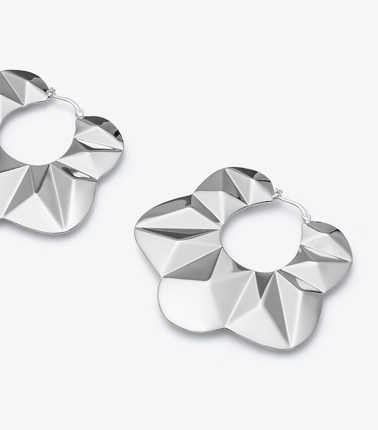 Tory Burch designer earrings Faceted Hoop Earring in Light Silver detail