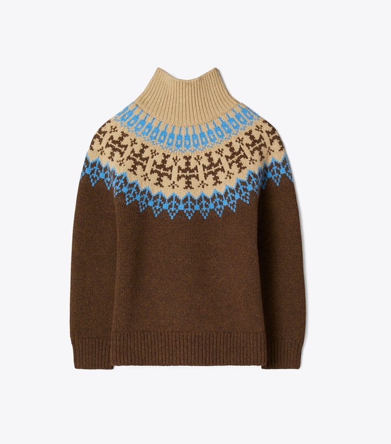 Tory Burch designer strickware Fair-Isle-Pullover aus Wolle in Chocolate Fairisle front