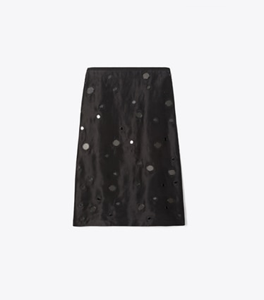 Tory Burch diseñador prendas inferiores Falda con adornos Mirror en Black frente