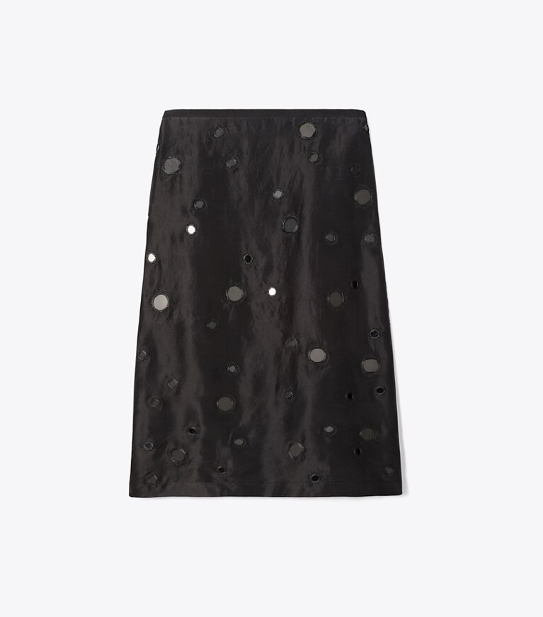 Tory Burch diseñador prendas inferiores Falda con adornos Mirror en Black frente