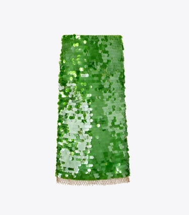 Tory Burch diseñador prendas inferiores Falda con lentejuelas en Bright Green frente