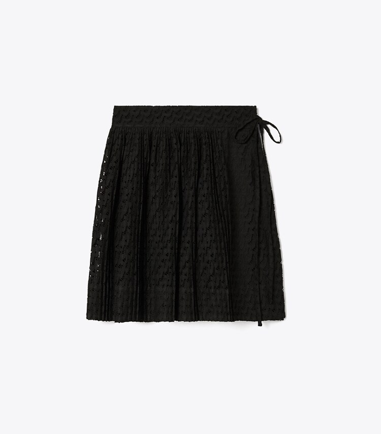 Tory Burch diseñador prendas inferiores Falda de algodón bordada en Black frontal