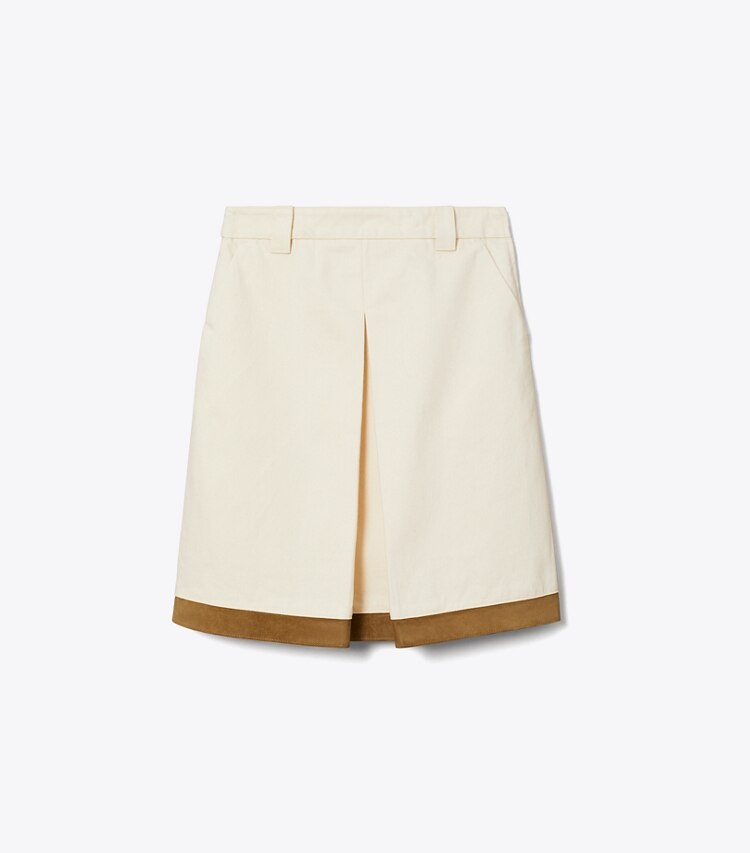 Tory Burch diseñador prendas inferiores Falda de denim en Beige frente