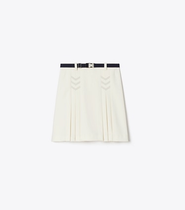 Tory Burch diseñador prendas inferiores Falda de golf elástica plisada en New Ivory frente