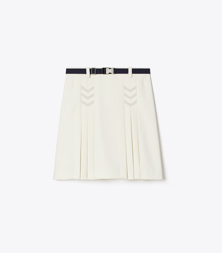 Tory Burch diseñador prendas inferiores Falda de golf elástica plisada en New Ivory frente