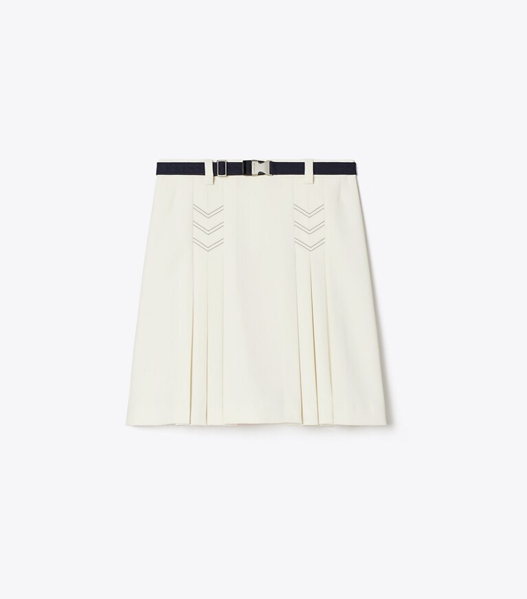 Tory Burch diseñador prendas inferiores Falda de golf elástica plisada en New Ivory frente