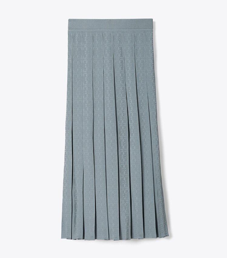 Tory Burch diseñador prendas inferiores Falda de jacquard con monograma de T en Icicle Gray frontal