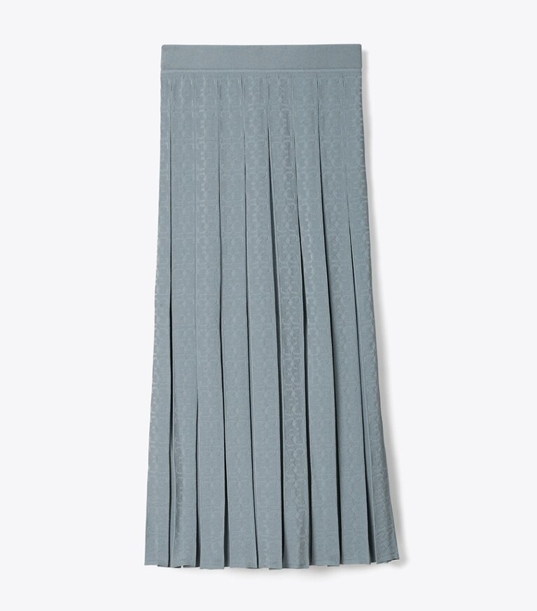 Tory Burch diseñador prendas inferiores Falda de jacquard con monograma de T en Icicle Gray frontal